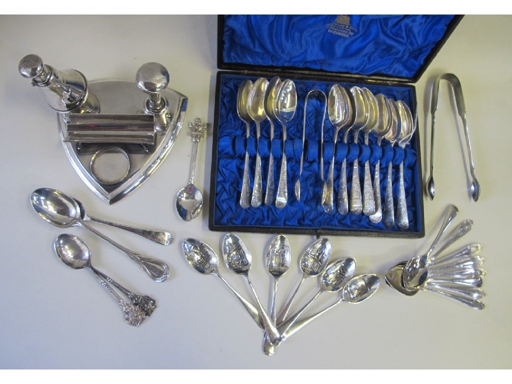 Appraisal: Lot comprising part set silver spoons and tongs loose silver