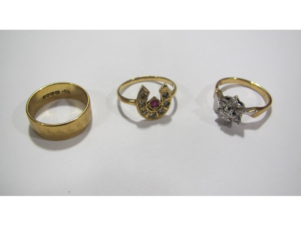 Appraisal: Three ct gold rings to include a wedding band a