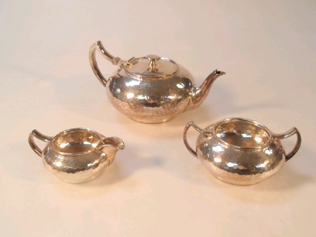 Appraisal: A James Dixon Sons planished electroplate three piece tea set