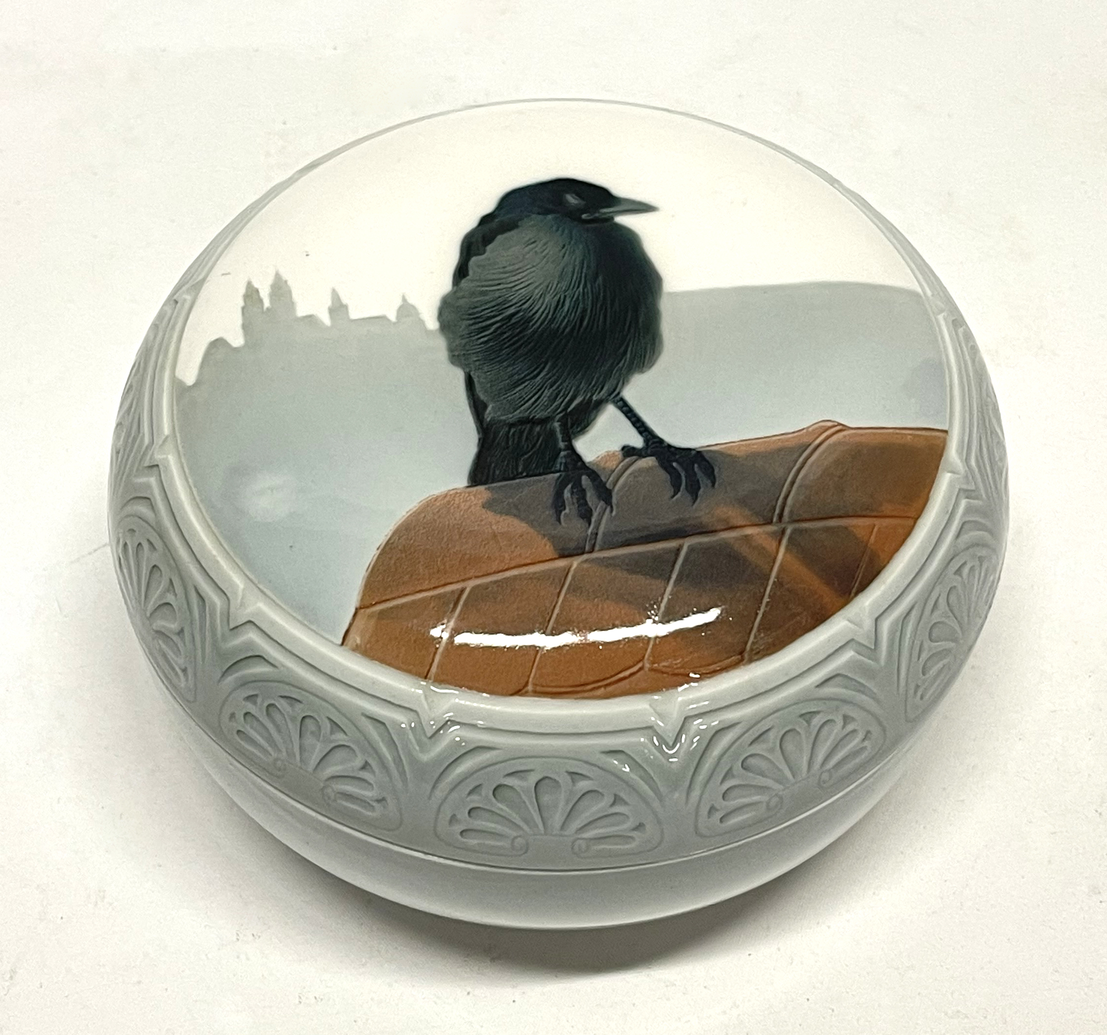 Appraisal: MEISSEN HAND PAINTED DRESSER BOX WITH BLACKBIRD AND CASTLE circa