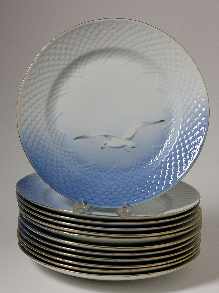 Appraisal: Set of Twelve B G Denmark Seagull Decorated Dinner Plates