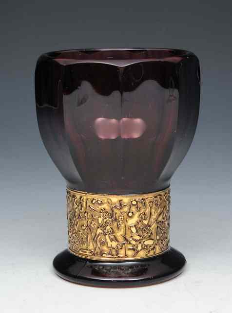 Appraisal: A Moser Karlsbad amethyst glass goblet circa nine side faceted