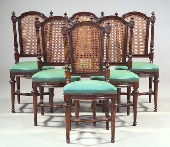 Appraisal: Suite of Six Napoleon III-Style Fruitwood Sidechairs early th century