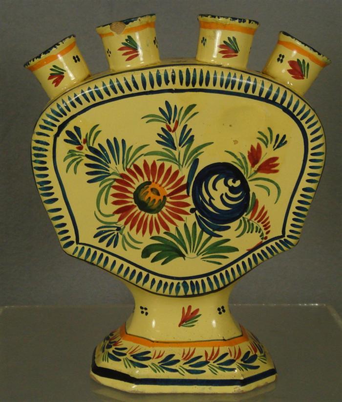 Appraisal: Henriot Quimper finger vase some flakes around foot and rim