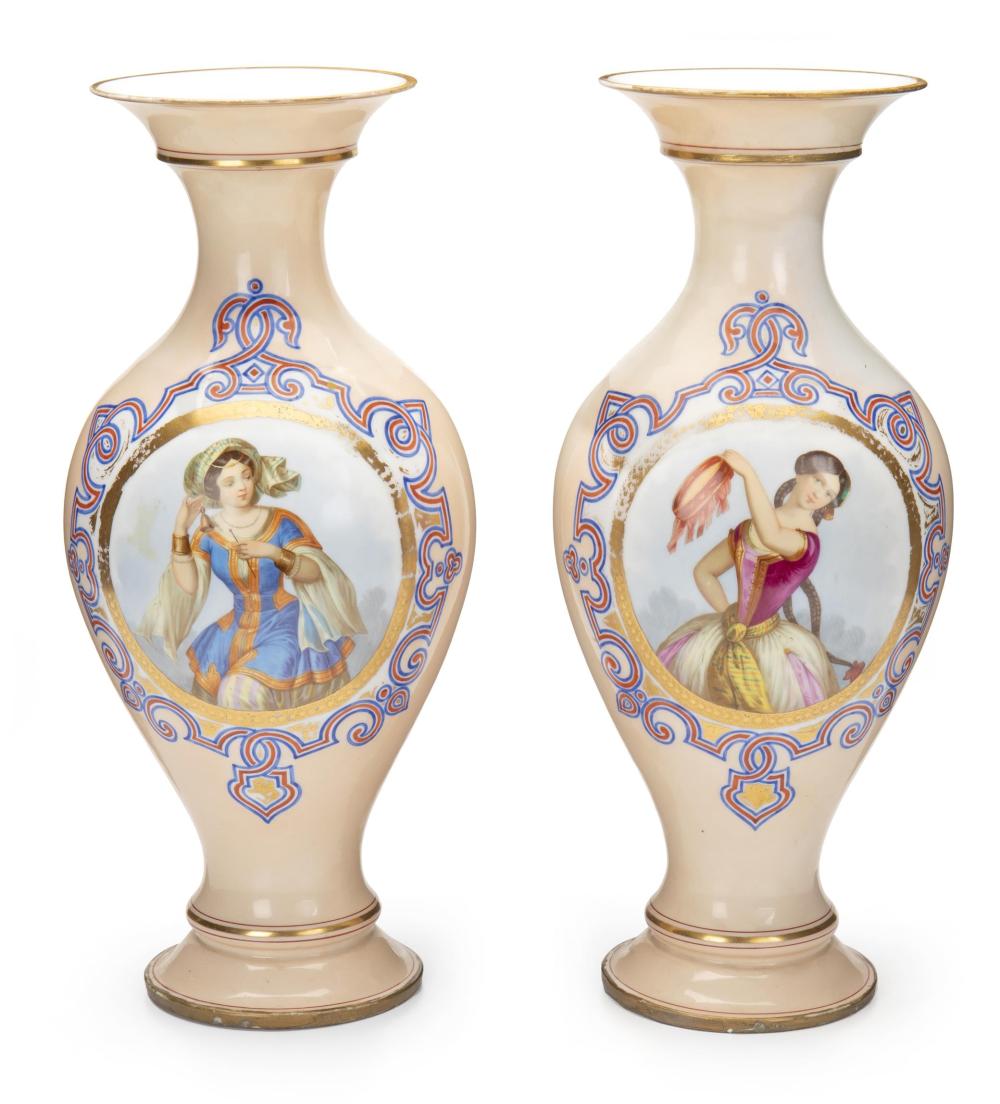 Appraisal: A pair of Continental porcelain portrait vases th Century Each