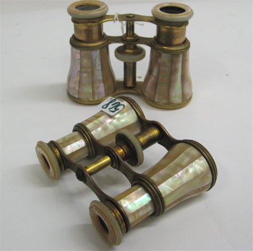 Appraisal: TWO PAIR FRENCH OPERA GLASSES inset with Mother of Pearl