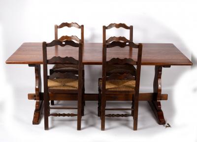 Appraisal: A reproduction refectory table and four ladderback chairs cm x