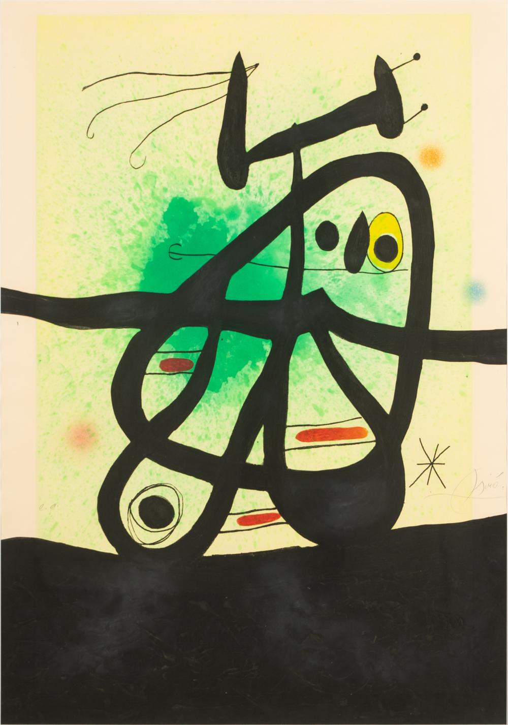 Appraisal: JOAN MIRO - L'Oiseau Mongol etching and aquatint in colors