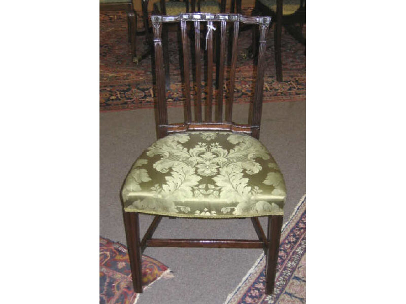 Appraisal: ENGLISH HEPPLEWHITE MAHOGANY SIDE CHAIR Squared back with reeded vertical