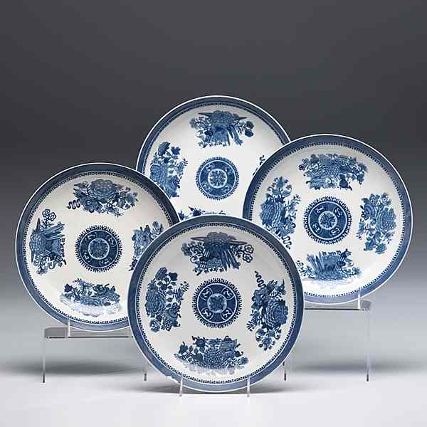 Appraisal: Chinese Export Blue and White Fitzhugh Dishes Chinese export includes