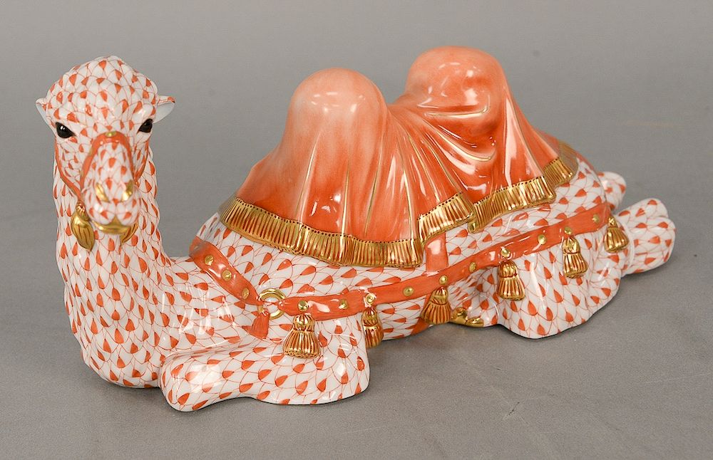 Appraisal: Large Herend camel with rust red fishnet and gilt gold