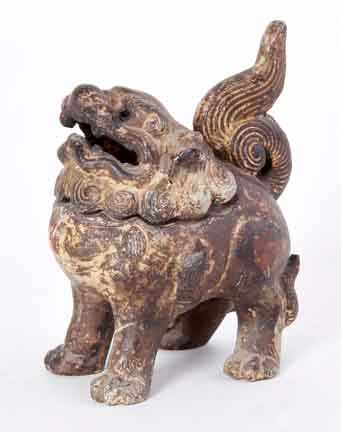 Appraisal: Chinese figural bronze sensor th century standing Foo lion with