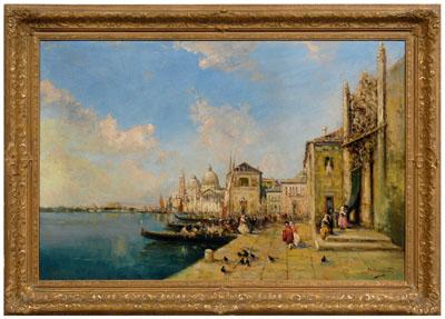 Appraisal: Nicholas Briganti painting Massachusetts - Venice shoreline city scene signed