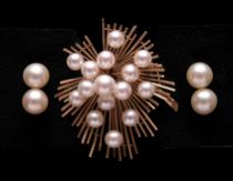 Appraisal: Pearl Pin and Earring Set Proceeds from the sale of