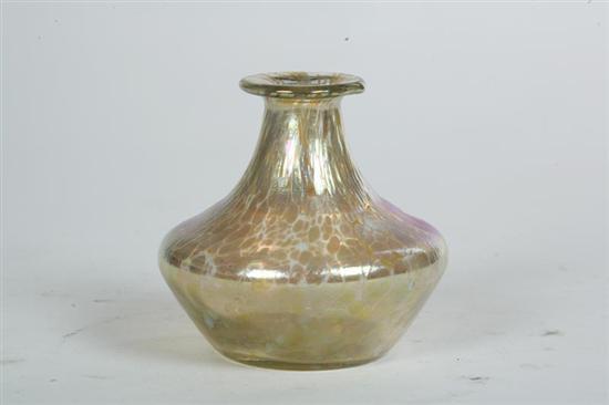 Appraisal: SMALL LOETZ VASE Iridescent oil spot pattern Bulbous form with