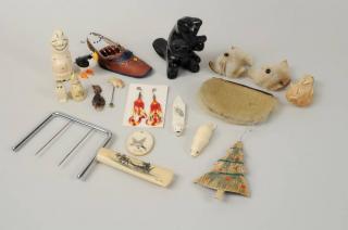 Appraisal: Group of Inuit Marine Fossil Ivory Items Group of Inuit