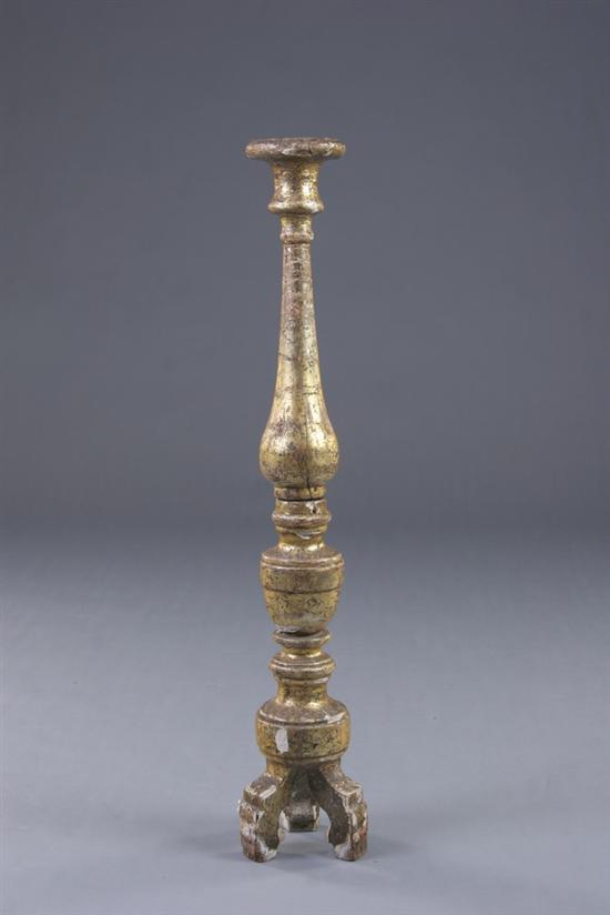 Appraisal: ITALIAN GILTWOOD ALTAR CANDLESTICK late th-early th century Baluster form