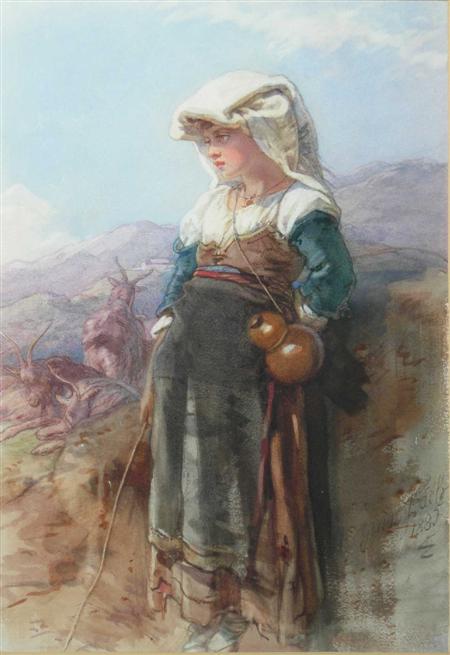 Appraisal: GUIDO BACH GERMAN - THE LITTLE GOATHERDER Signed and dated