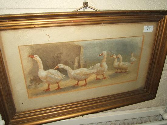 Appraisal: An early th Century English School six geese watercolour x