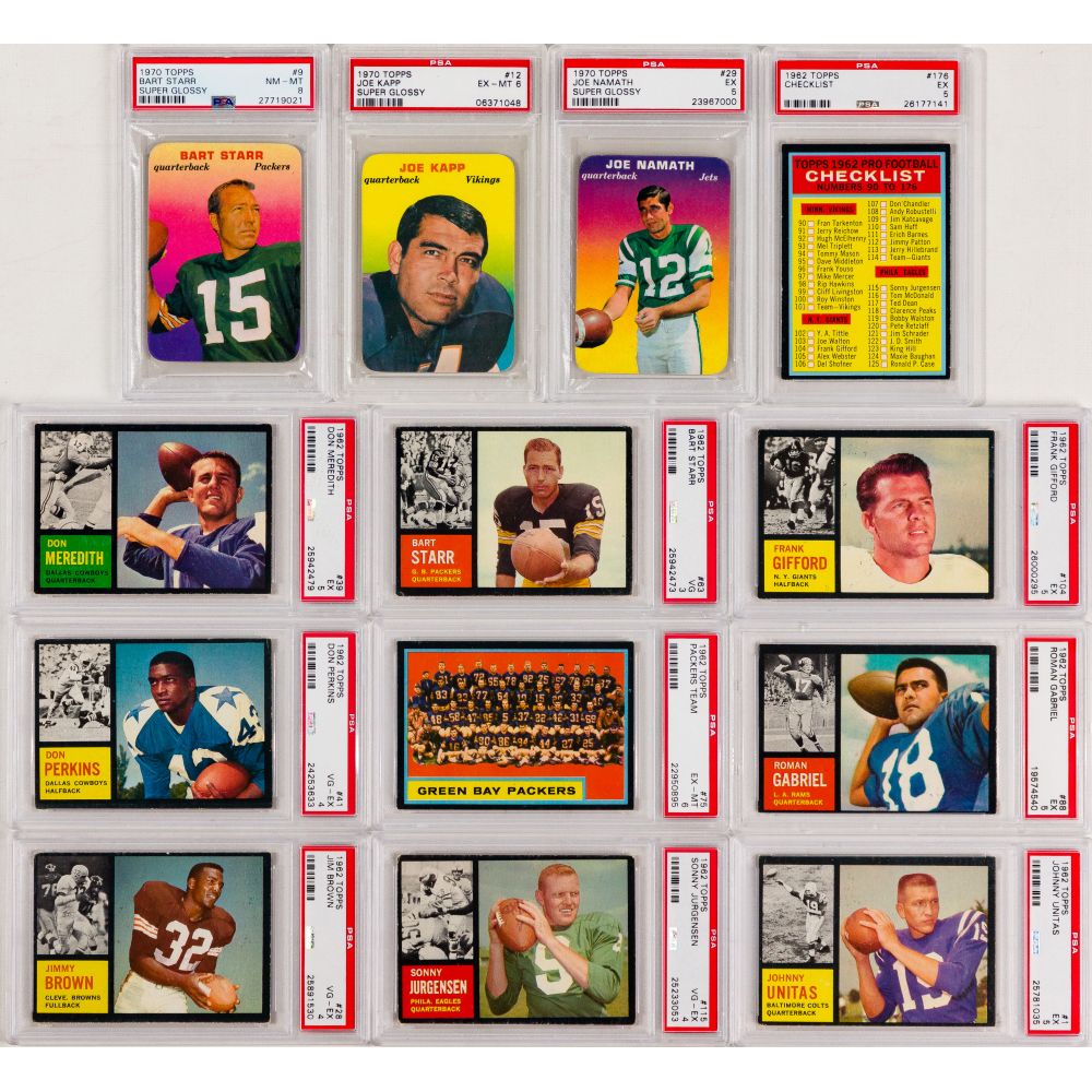 Appraisal: TOPPS FOOTBALL PSA ASSORTMENT PSA graded cards including Johnny Unitas