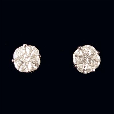 Appraisal: A pair of diamond cluster earrings each stud centred with