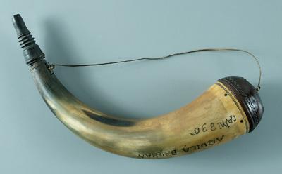 Appraisal: Dated powder horn turned tip fancy plug horn crudely engraved