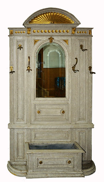 Appraisal: AN EDWARDIAN GREY PAINTED AND PARCEL GILT HALL STAND with