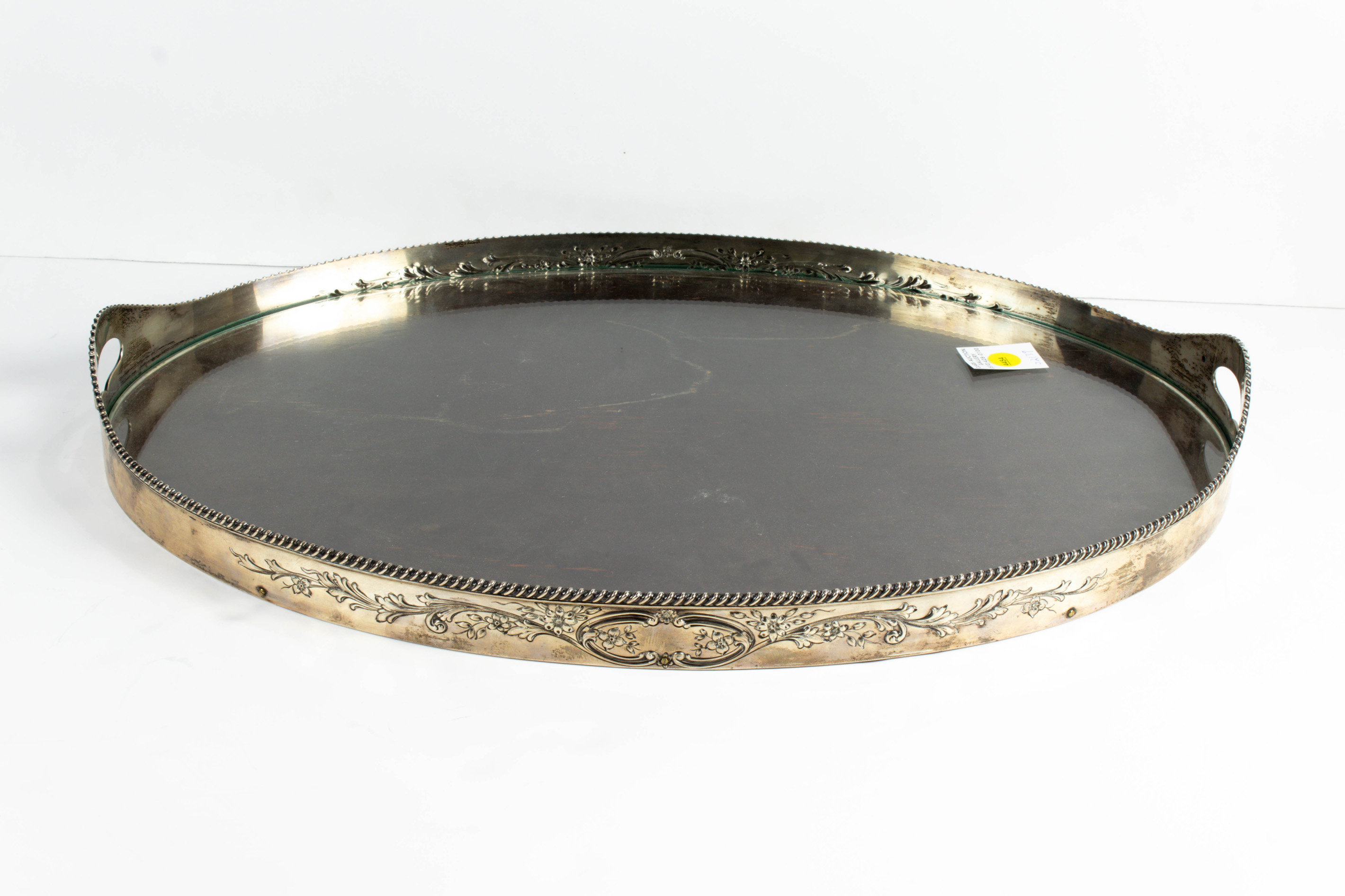 Appraisal: SHREVE CO STERLING MOUNTED TRAY Shreve Co sterling silver mounted