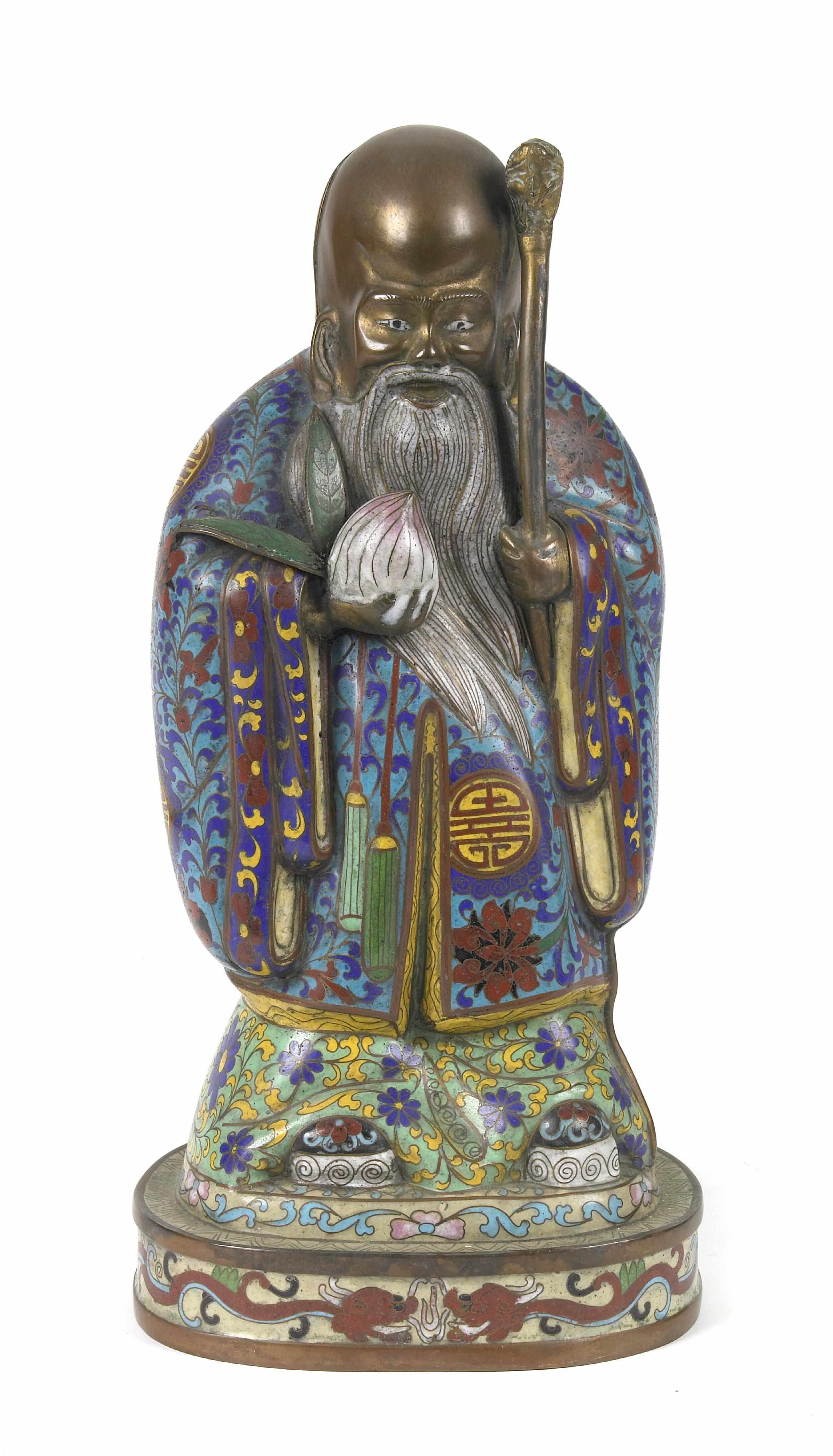 Appraisal: A Chinese cloisonn figure of Lohan th centuryheight in