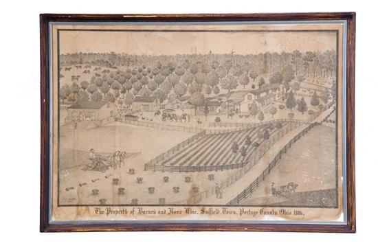 Appraisal: FARM LANDSCAPE BY FERDINAND BRADER SWISS AMERICAN B Graphite on