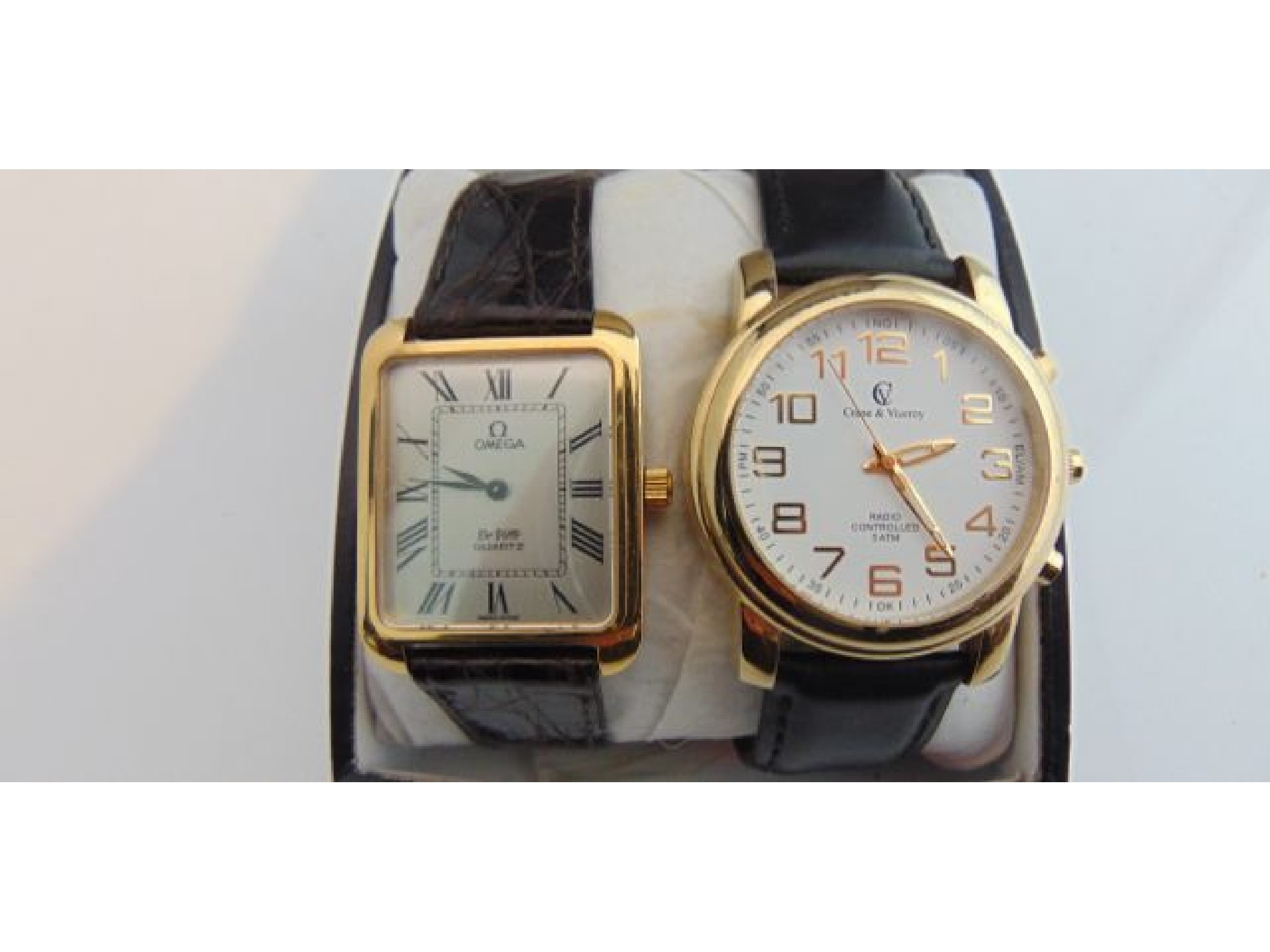 Appraisal: A gentleman's gold-plated wristwatch Omega De Ville Quartz the rectangular