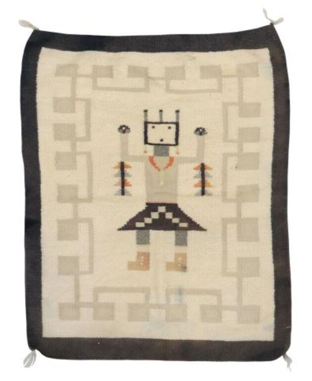 Appraisal: Native American wool Kachina rug Navajo small hole to right