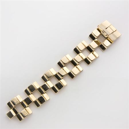 Appraisal: Wide Gold Link Bracelet Estimate -