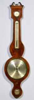 Appraisal: George III Inlaid Barometer George III mahogany inlaid banjo barometer