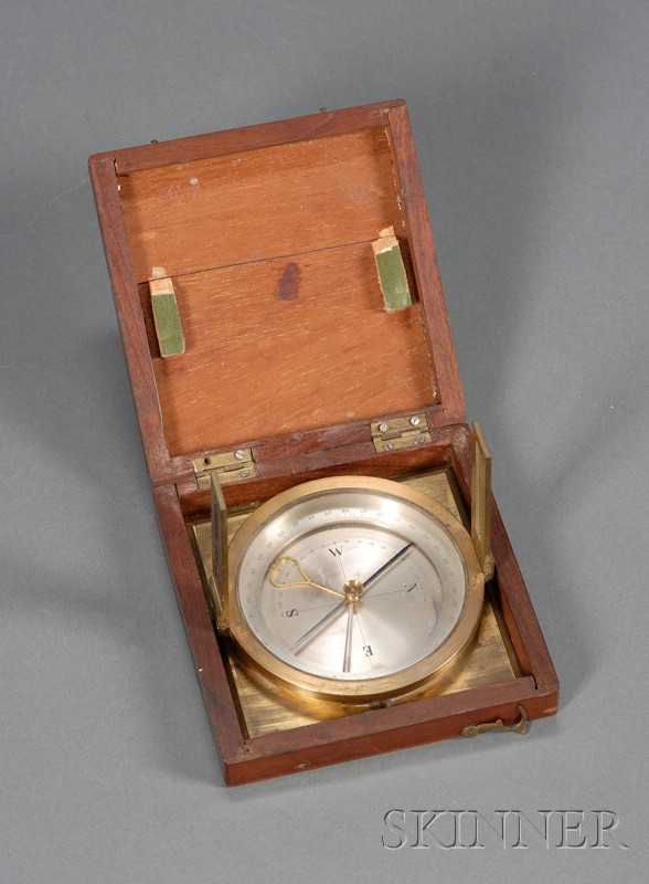 Appraisal: Lacquered Brass Sighting Compass in dia silvered dial with compass