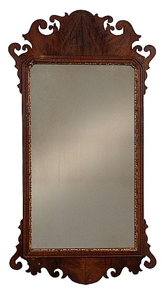 Appraisal: CHIPPENDALE LOOKING GLASS IN MAHOGANY American ca - with pine