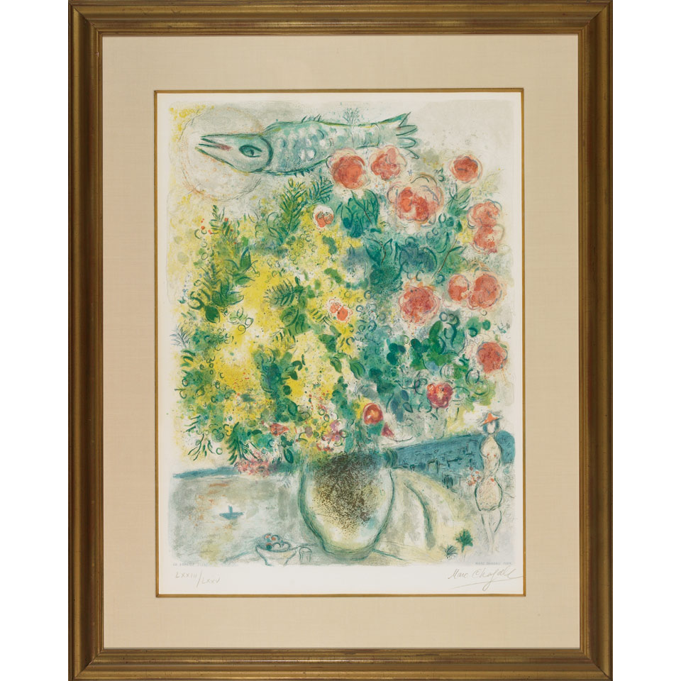 Appraisal: After Marc Chagall - Russian French ROSES ET MIMOSAS FROM