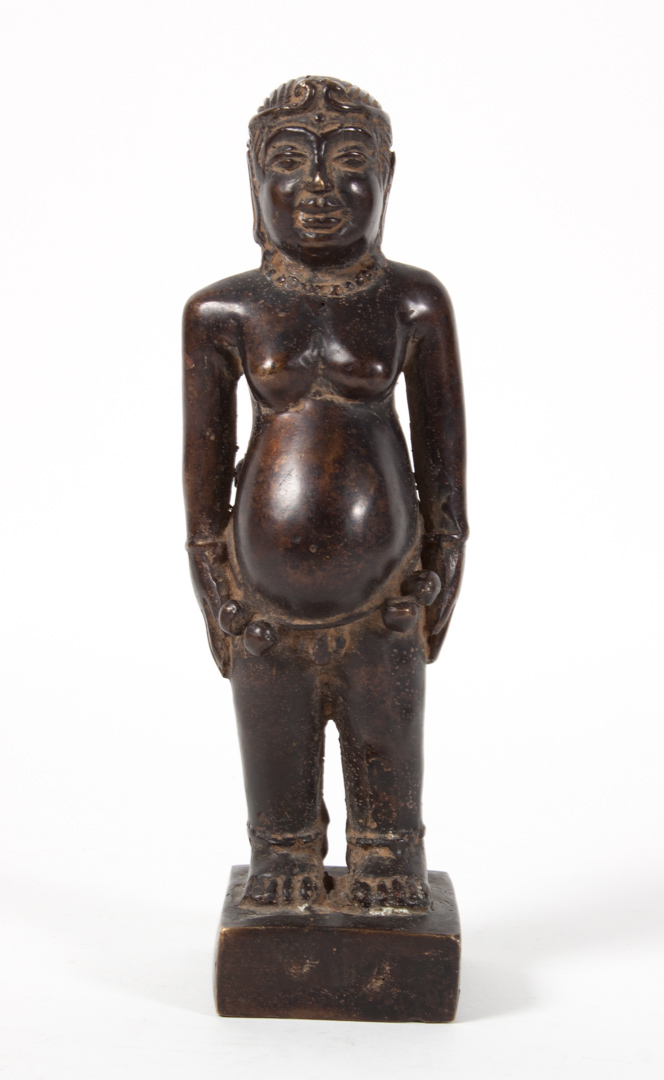 Appraisal: Jain bronze of female deity in H Condition Patina wear