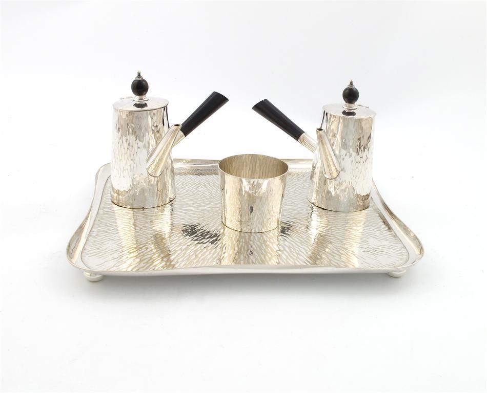 Appraisal: A four-piece electroplated cafe au lait set