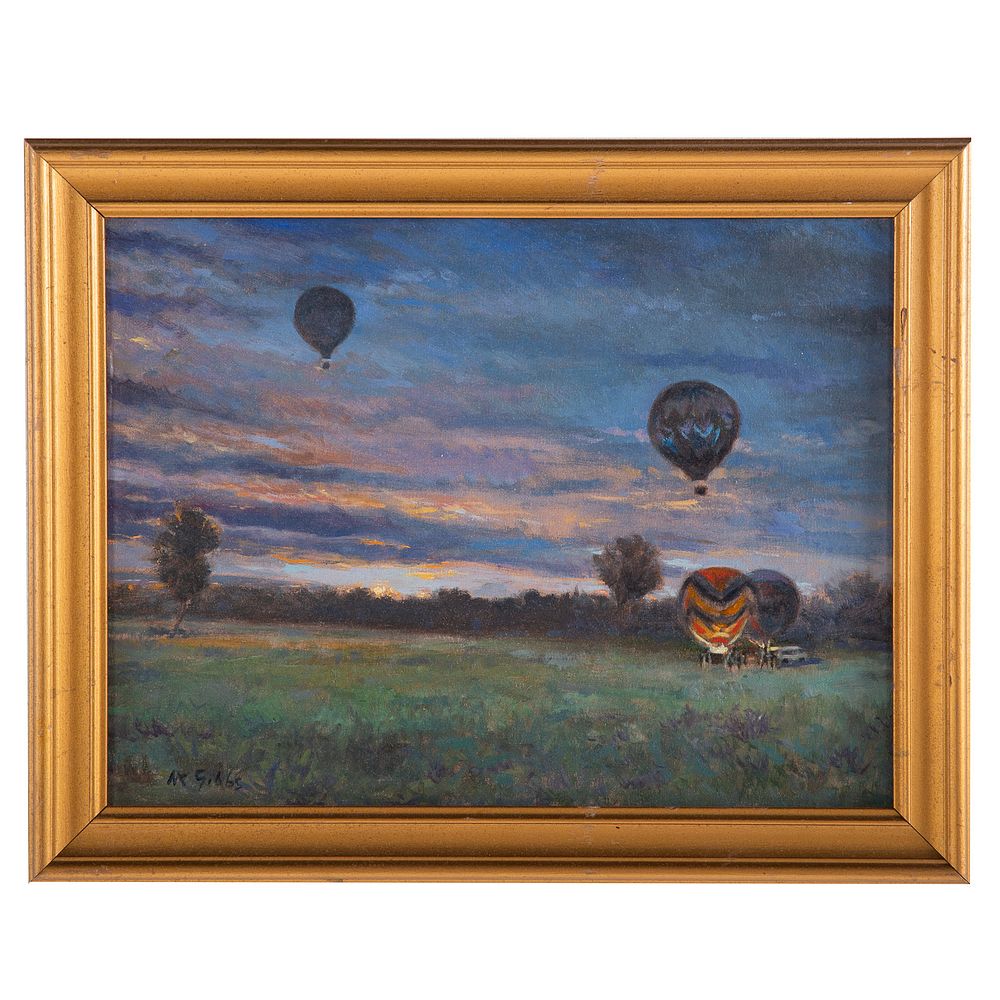 Appraisal: Nathaniel K Gibbs Preakness Balloons At Sunrise American - Oil