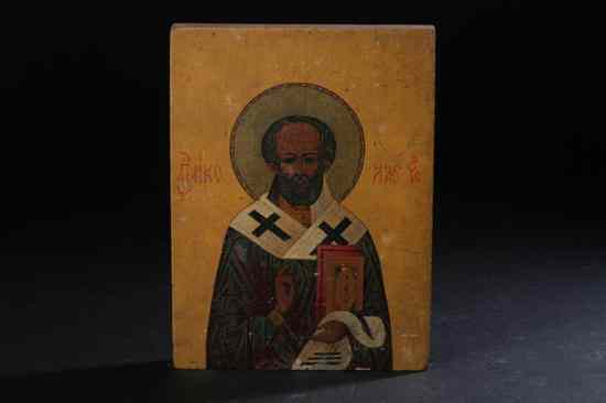 Appraisal: RUSSIAN ICON SAINT NICHOLAS th century Tempera and gesso on