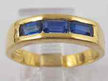 Appraisal: A yellow metal tests ct gold ring set with blue