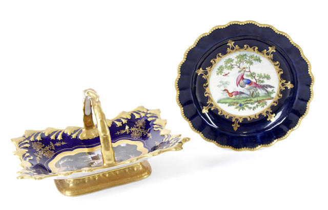 Appraisal: A Worcester dessert plate circa and an English porcelain card