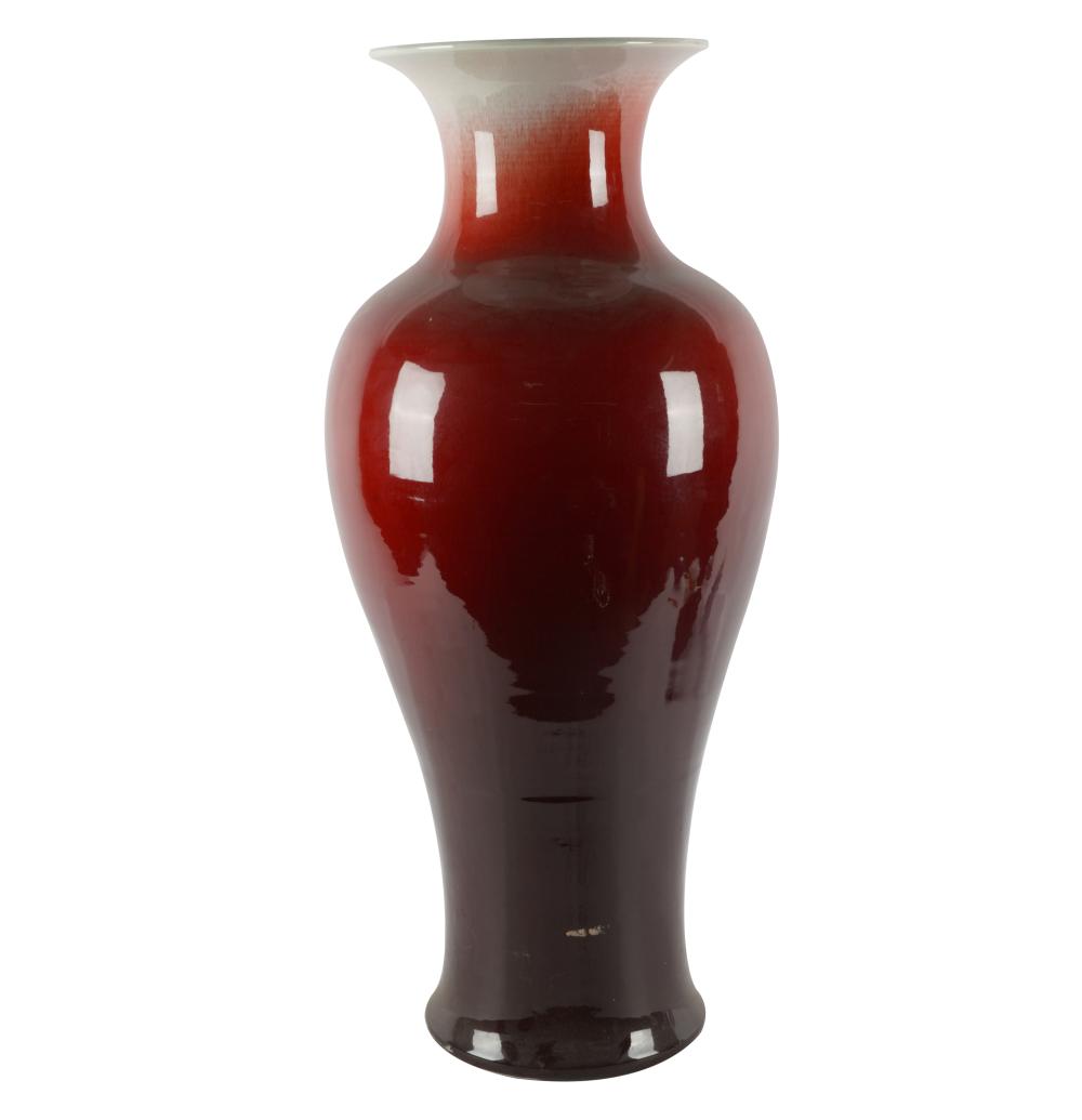 Appraisal: CHINESE-STYLE OXBLOOD PORCELAIN VASEunsigned Provenance The Estate of Barbara Beretich