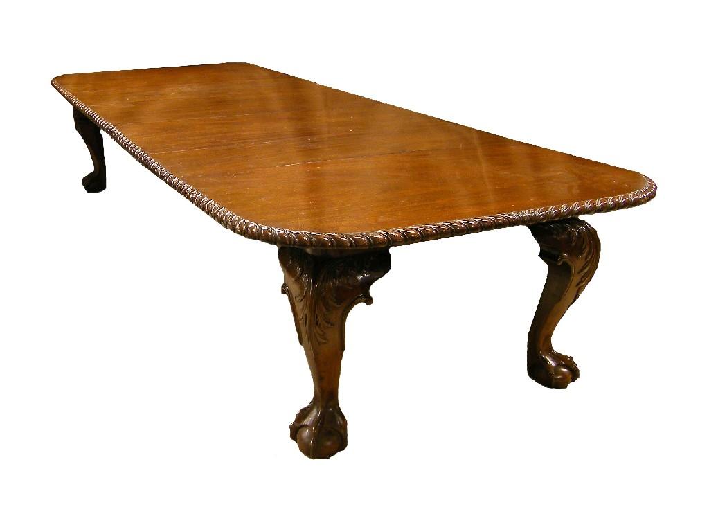 Appraisal: Good large Georgian style mahogany dining room table the gadrooned