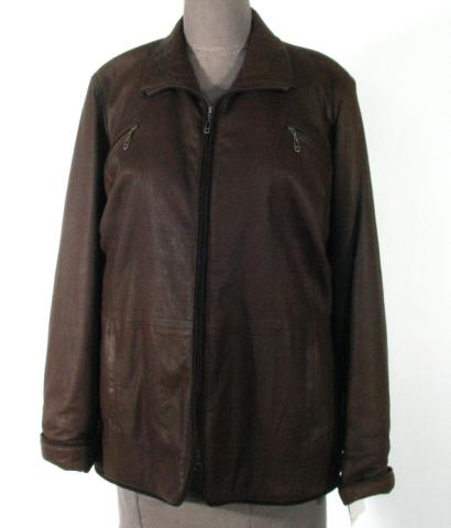 Appraisal: Ladies Chocolate Leather Zip Jacket ''Remy'' Size Xlarge Length Retail