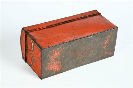 Appraisal: RED TOLE DOCUMENT BOX American possibly New York or New