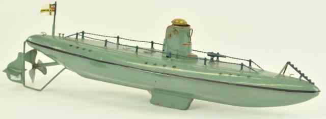 Appraisal: FLEISCHMANN SUBMARINE Germany c painted in green overall black striping