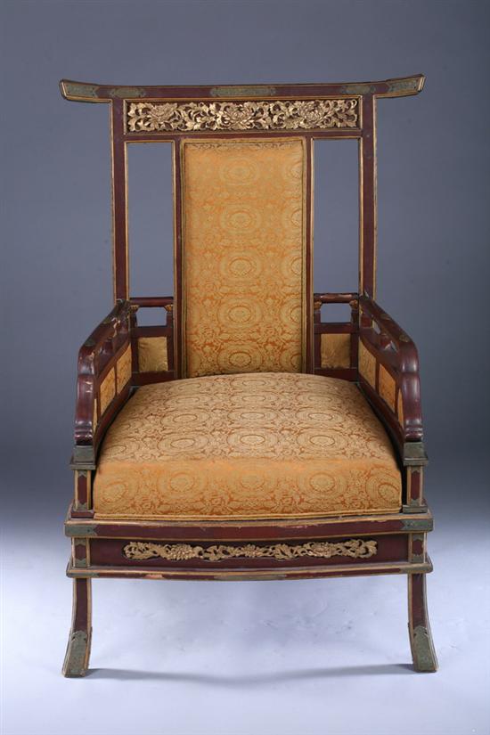 Appraisal: JAPANESE LACQUERED WOOD ARMCHAIR Meiji period - in x in