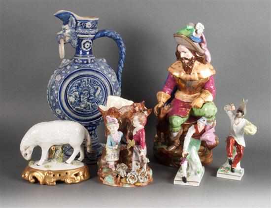 Appraisal: Group of assorted porcelain articles comprising Continental porcelain figural pastille